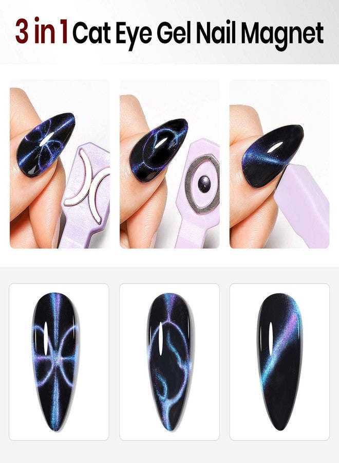 SUPWEE Cat Eye Magnet for Nails 4PCS Nail Polish Magnet for Cat Eye Gel Nail Polish Multi-Function Double-Head Mangtic Stick for 9D Strip Galaxy Cat Eye Nail Art Design DIY Home Manicure - Image 4