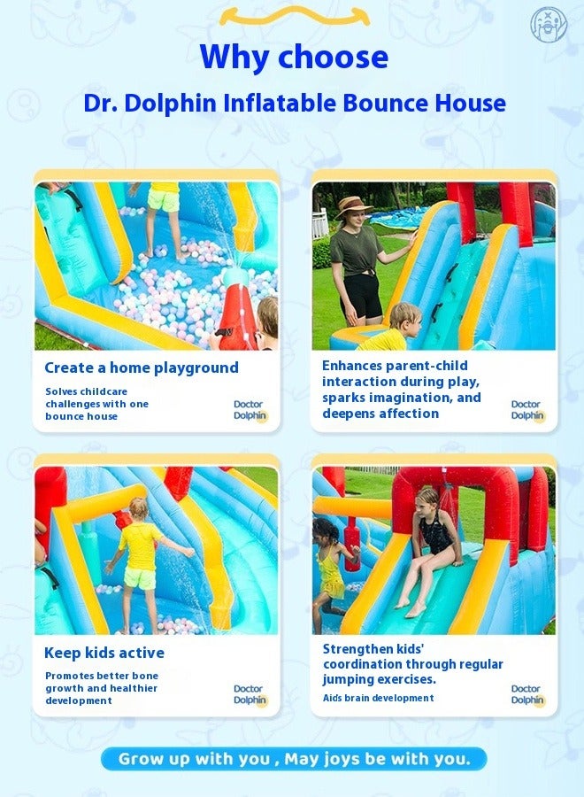 doctor dolphin Large inflatable water trampoline with a slide490×350×225cm - Image 4