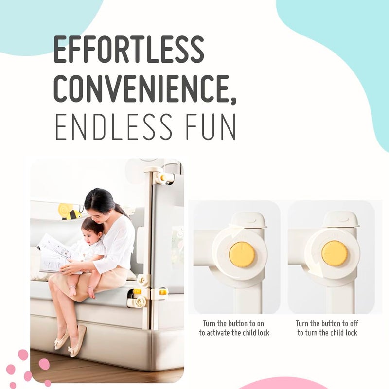 SAFE-O-KID One-Hand Installation Baby Bed Rail Guard for Kid Safety, Toddlers Foldable Bed Rail for Falling Safety (5ft) - Pack of 3 - Image 5