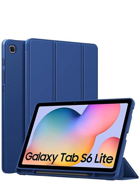 Case for Samsung Galaxy Tab S6 Lite Case 10.4 Inch 2024/2022/2020 with Pen Holder,Trifold Stand Protective Soft TPU Back Cover for Samsung Galaxy Tab S6 Lite Tablet with Auto Wake/Sleep,Navy Blue