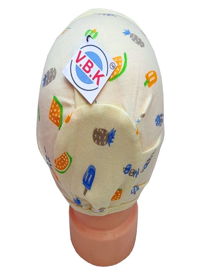 V.B.K قبعة/帽子/توبى للأطفال الرضع من V.B.K®، مطبوعة، عبوة من 6، قطن هوسي ناعم 100% (3-6 أشهر) متعدد الألوان - Image 4