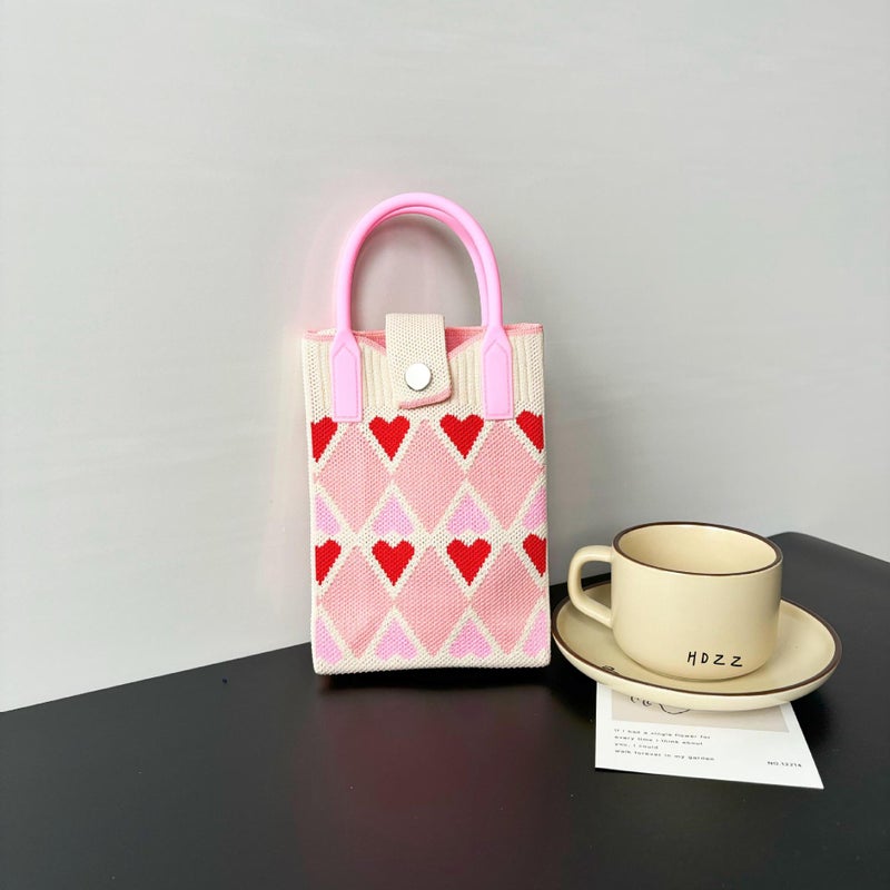 Ins Mobile Phone Bag Flower Knitted Bag Niche Versatile Shoulder Crossbody Bag Trendyy Tote Bag Flower Woven - Image 1