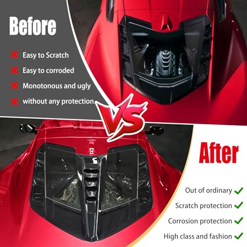BILLFARO Black Rear Split Window AppliqueABS Plastic Car Rear Hatchback Louver Molding Trim Panel Exterior Accessories for Corvette C8 Stingray Z51 2020 for C8 Z06Eray 2023 - Image 3
