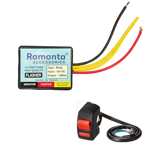 Ramanta Universal Motorcycle Turn Signal Flasher Relay - Waterproof LED Indicator Blinker with 18 Patterns & On/Off Switch for Front/Rear Lights (Pack of 2) - Image 1