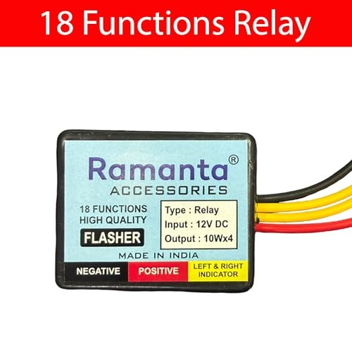 Ramanta Universal Motorcycle Turn Signal Flasher Relay - Waterproof LED Indicator Blinker with 18 Patterns & On/Off Switch for Front/Rear Lights (Pack of 2) - Image 2