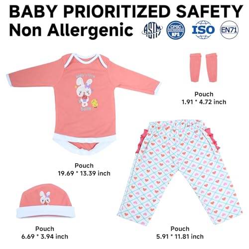 SCOM Reborn Baby Doll Clothes 20 22 24 Inch 4 Pcs Doll Outfit Pink Realistic Baby Bunny Clothing Set Newborn Dolls Girl Onesies Gift - Image 5