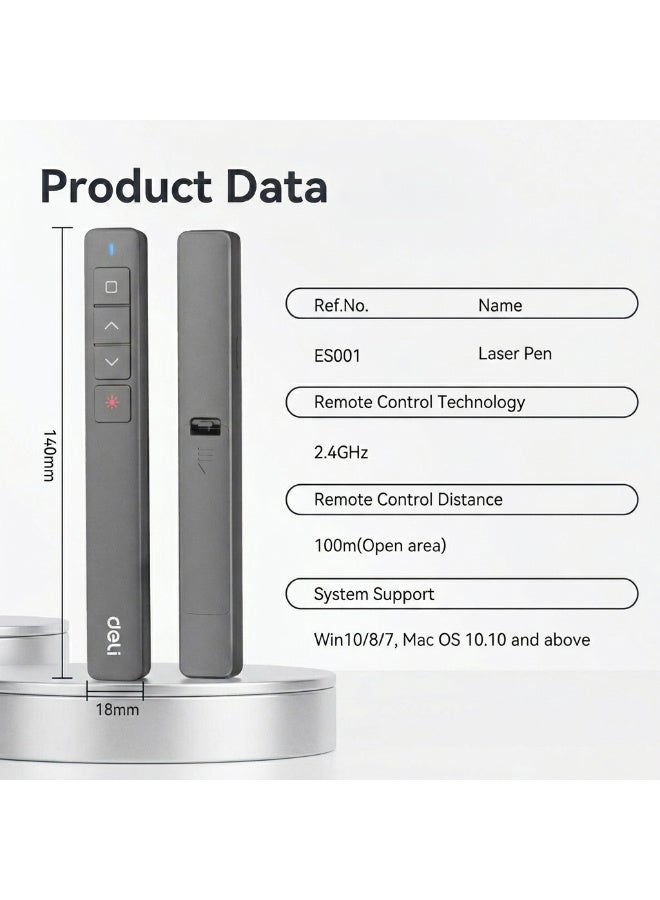 Deli ES001 Advanced Presentation Remote & Wireless Laser Pointer - Image 4