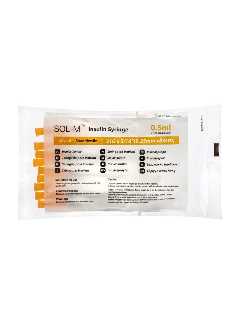 سول ملينيوم سرنجات لحقن الانسولين 0.5 مل 31 جي (8 مم) - 100 إبره - Image 3