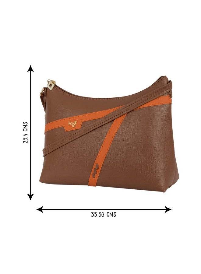 Baggit Baggit Women Brown Hobo Sling Bag Medium Size | Ladies Stylish Casual Cross Body Purse Handbag  - Image 4