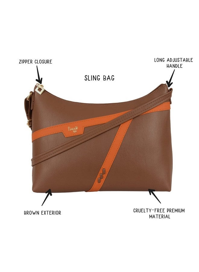 Baggit Baggit Women Brown Hobo Sling Bag Medium Size | Ladies Stylish Casual Cross Body Purse Handbag  - Image 2