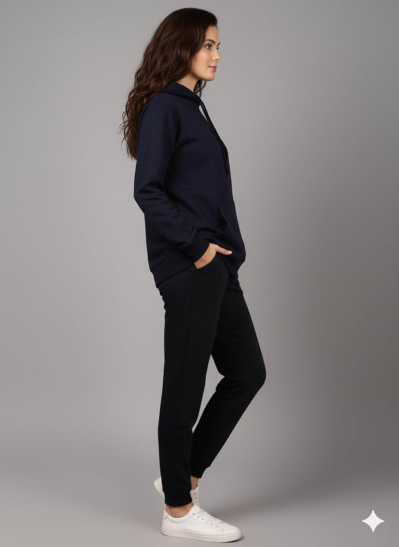 Mack Jonney Solid Track Suit for Women | Co-ord Set | Warm Fleece Tracksuit Set | Full Sleeve Hoodie-M5152 - Image 3