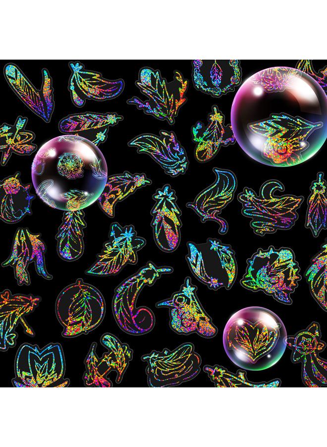 Bluejw Sell 50 Romantic Feather Silver Laser Sticker Window Notebook Decorative Cloth Laser - Image 1