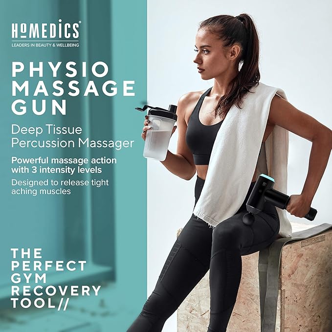 HoMedics مسدس تدليك هو ميدكس محمول جهاز تدليك العلاج الطبيعي عميق الأنسجة تدليك الارتجاج 3 رؤوس تدليك لاسلكي قابل لإعادة الشحن - Image 3