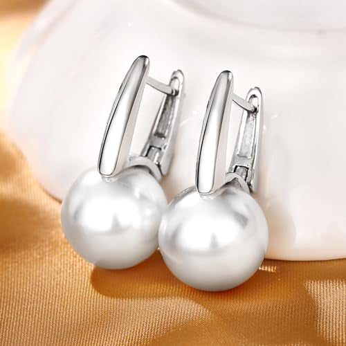 Peora Silver Plated Pearl Studded Hoop Earrings Trending Jewellery For Women & Girls - Image 3