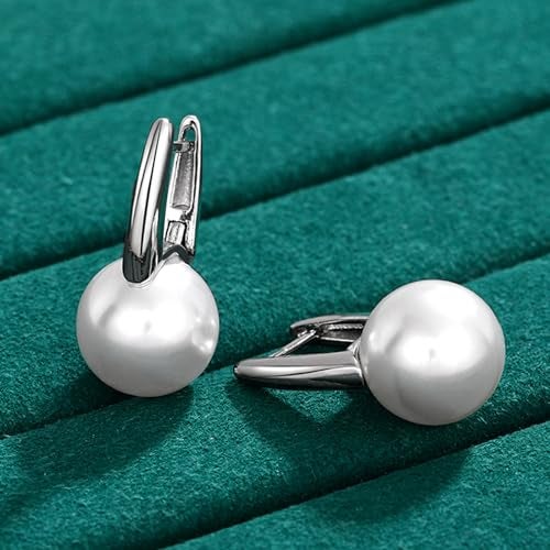 Peora Silver Plated Pearl Studded Hoop Earrings Trending Jewellery For Women & Girls - Image 2