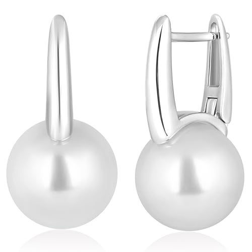 Peora Silver Plated Pearl Studded Hoop Earrings Trending Jewellery For Women & Girls - Image 1