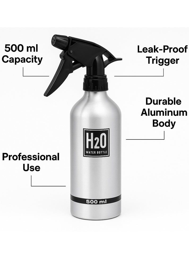 فيندكس زجاجة ماء بخاخ | بخاخ ماء - 500 مل بخاخ صالون حلاقة، زجاجة ماء بخاخ شعر | زجاجة بخاخ من الألومنيوم - Image 3