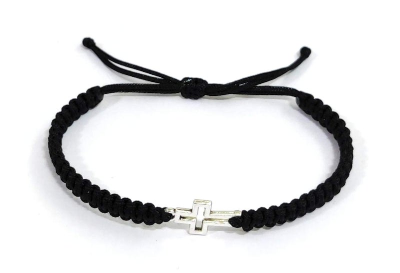 Jewel string cross bracelet with black cord adjustable for girl boy men woman (unisex) - Image 2
