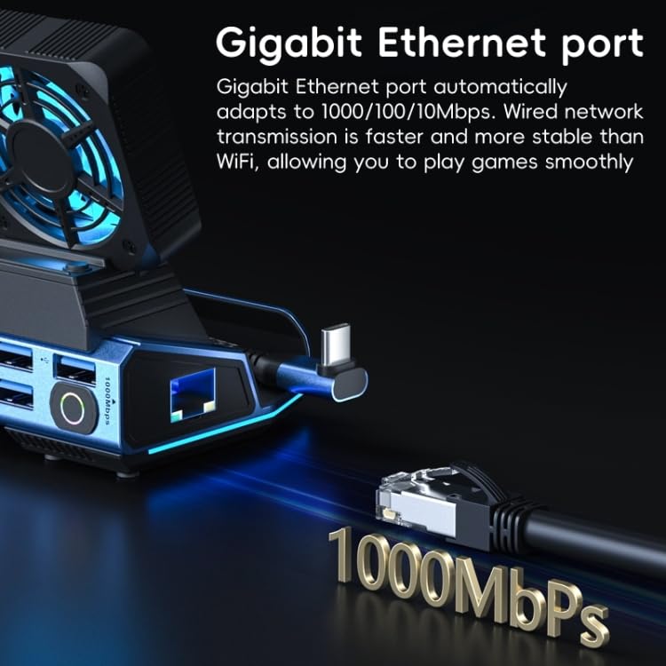 Tobo محطة إرساء للألعاب USB C 9 في 1 مع مراوح تبريد قابلة للفك 4K@60Hz، Ethernet بسرعة 1000Mbs، SD/TF، 4 USB A، شحن PD 100 بسرعة 40Gbps لجهاز Steam Deck/Rog Ally/Switch/Legion Go TD-1406GA - Image 4