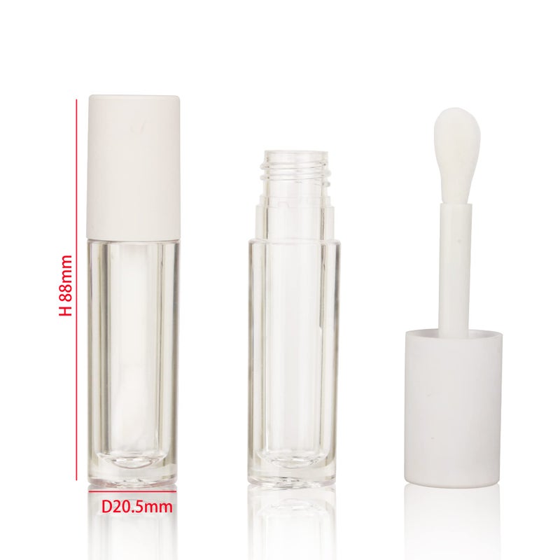 COSIDEA COSIDEA 24 pcs Empty 5ml big brush lip gloss tube White round lipgloss tubes container with big doe foot wand  - Image 2