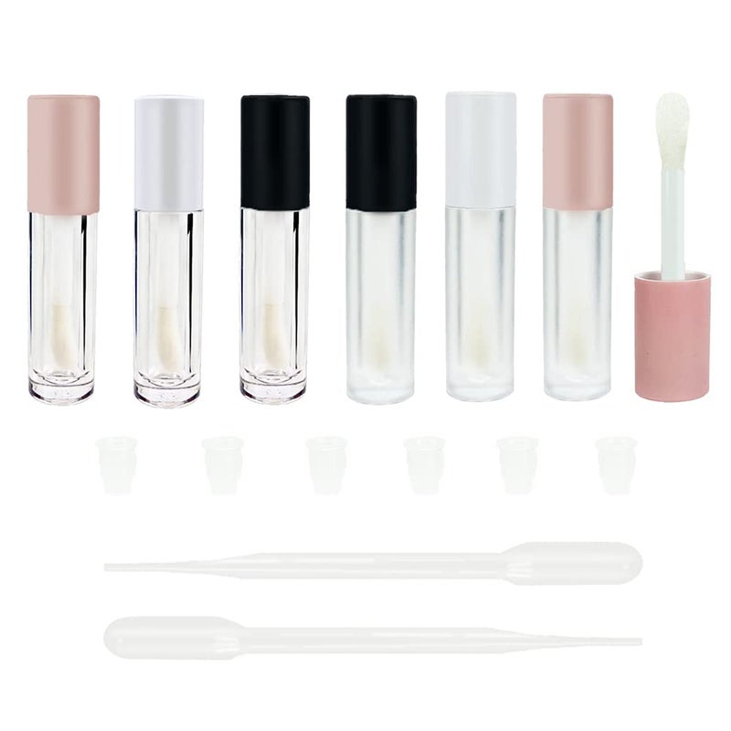 COSIDEA COSIDEA 24 pcs Empty 5ml big brush lip gloss tube White round lipgloss tubes container with big doe foot wand  - Image 3