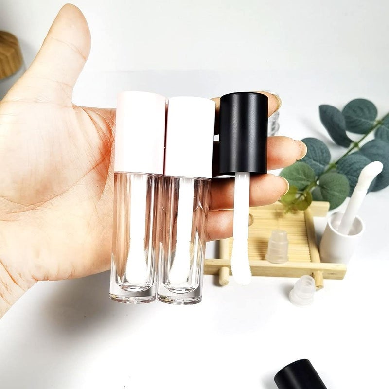 COSIDEA COSIDEA 24 pcs Empty 5ml big brush lip gloss tube White round lipgloss tubes container with big doe foot wand  - Image 4