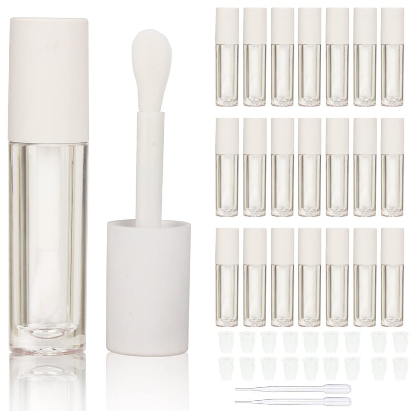 COSIDEA COSIDEA 24 pcs Empty 5ml big brush lip gloss tube White round lipgloss tubes container with big doe foot wand  - Image 1