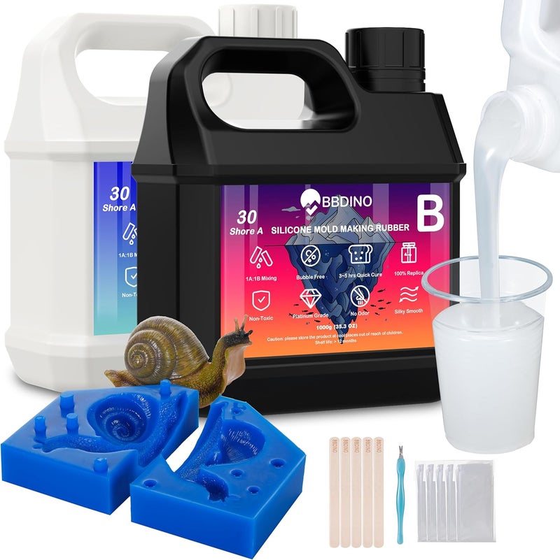 BBDINO Silicone Mold Making Kit 30A 4.4 lbs Translucent, High Strength Liquid Silicone Rubber for Molds Making,1:1 by Volume Ideal for Casting Resin/Silicon/Soap/Concrete Molds - Image 1