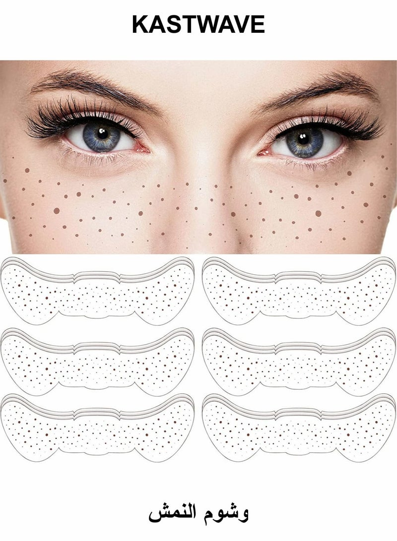 KASTWAVE Freckles Temporary Tattoos, 6 Sheets 12 Pcs Face Temporary Tattoo Stickers Waterproof Natural Looking Fake Tattoos Freckle Patch, Makeup Accessories for Women - Image 1