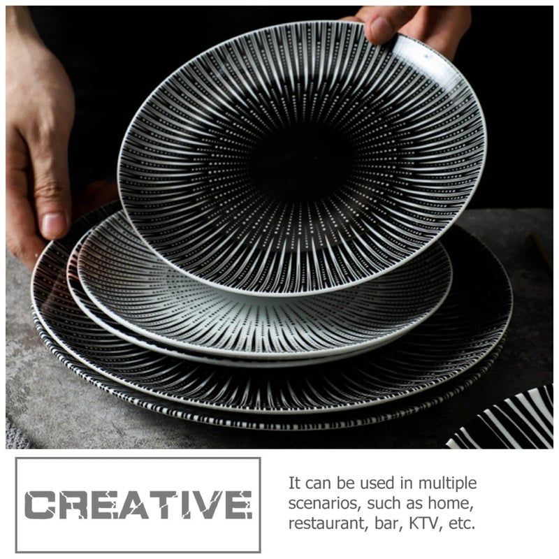 Nordic 10 Inch Black Striped Ceramic Dinner Plate For Pasta Dessert Serving Platter - Image 4