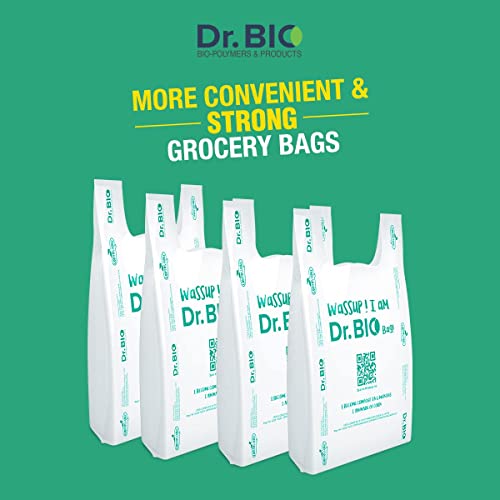 Dr.Bio Dr. Bio Reusable Biodegradable and Compostable Certified Eco-Friendly Grocery Carry Bags 1KG (13inch x 16inch) 25 Microns 100Pcs - Image 3