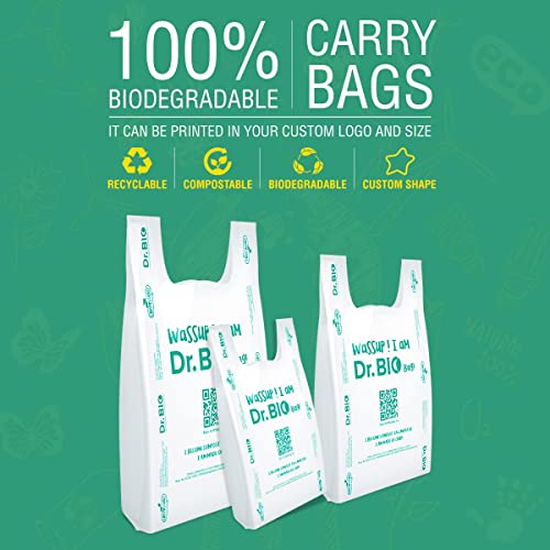 Dr.Bio Dr. Bio Reusable Biodegradable and Compostable Certified Eco-Friendly Grocery Carry Bags 1KG (13inch x 16inch) 25 Microns 100Pcs - Image 4