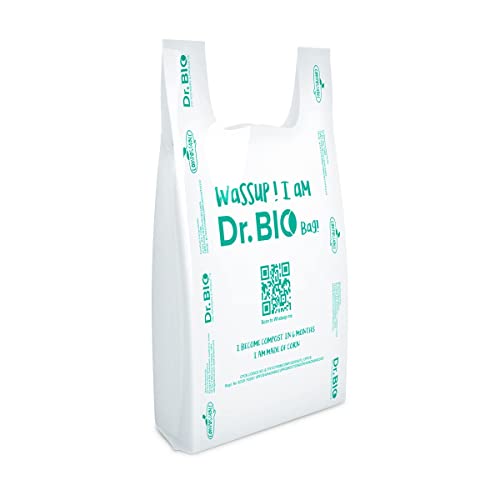 Dr.Bio Dr. Bio Reusable Biodegradable and Compostable Certified Eco-Friendly Grocery Carry Bags 1KG (13inch x 16inch) 25 Microns 100Pcs - Image 1