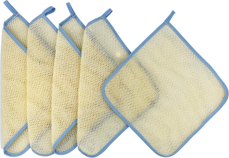 TTYBG 5 Pack Double Layer Home Spa Bath Shower Exfoliate Exfoliating Massage Body Skin Care Scrub Scrubber Washcloth Wash Cloths Towel Exfoliator Smoother