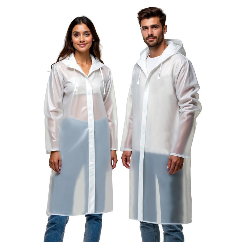 Robustt Unisex Raincoat With Hood - Transparent (Pack of 2) | Waterproof Rain Poncho | EVA Material | Reusable | Lightweight | Fashionable | Universal Size | Raincoat for Men and Women - Image 3