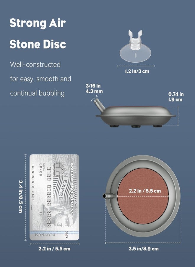 باوفلي حجر تهوية Pawfly مع أكواب شفط، حجر تهوية لحوض السمك مقاس 3.5 بوصة، ملحقات مضخة هواء لحوض السمك (المضخة والأنابيب غير مشمولة) - Image 2