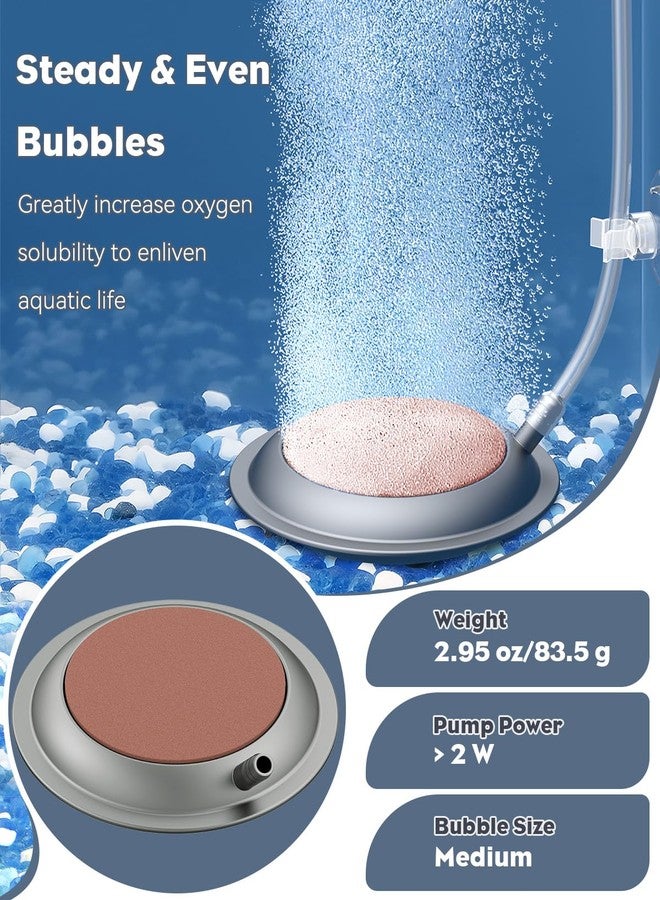 باوفلي حجر تهوية Pawfly مع أكواب شفط، حجر تهوية لحوض السمك مقاس 3.5 بوصة، ملحقات مضخة هواء لحوض السمك (المضخة والأنابيب غير مشمولة) - Image 4