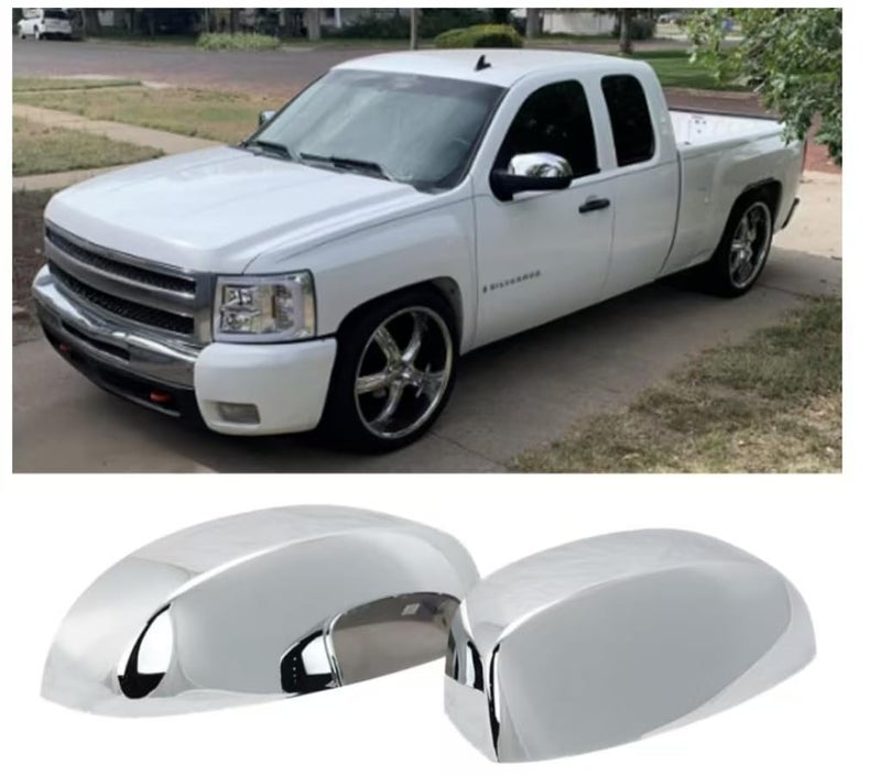 Abagael Mirror Covers Caps Compatible with Chevrolet Silverado Tahoe GMC Sierra Yukon Cadillac Escalade 2007 2008 2009 2010 2011 2012 2013 2014 CHROME