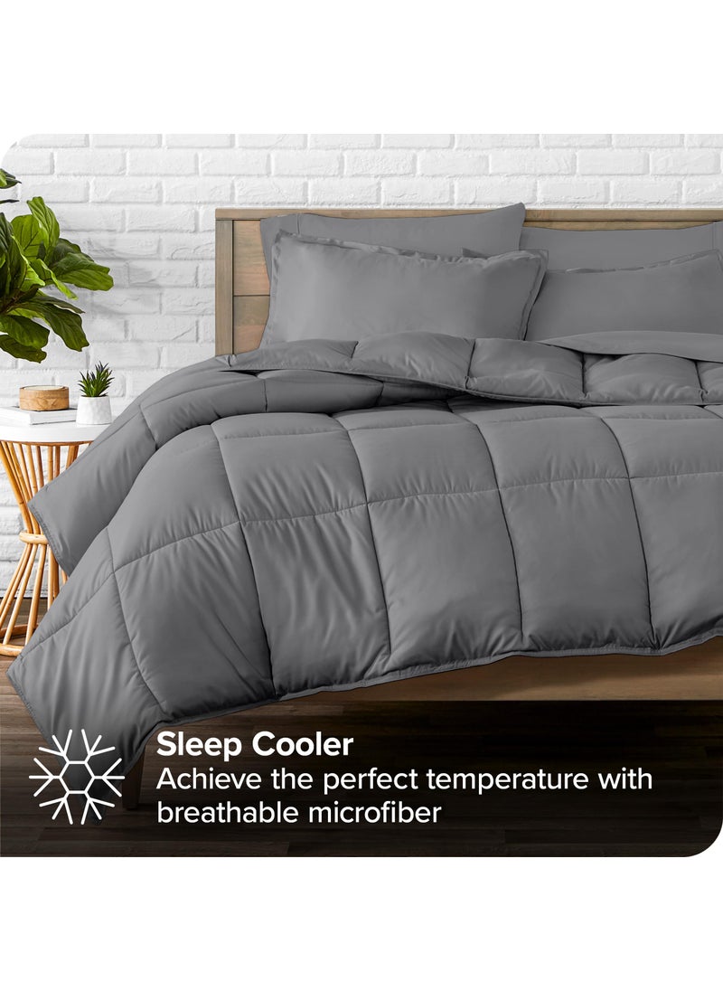 Bare Home Bare Home Bed-in-A-Bag 7 Piece Comforter & Sheet Set - King - Goose Down Alternative - Ultra-Soft 1800 Premium Bedding Set (King  Grey/Grey)  - Image 2