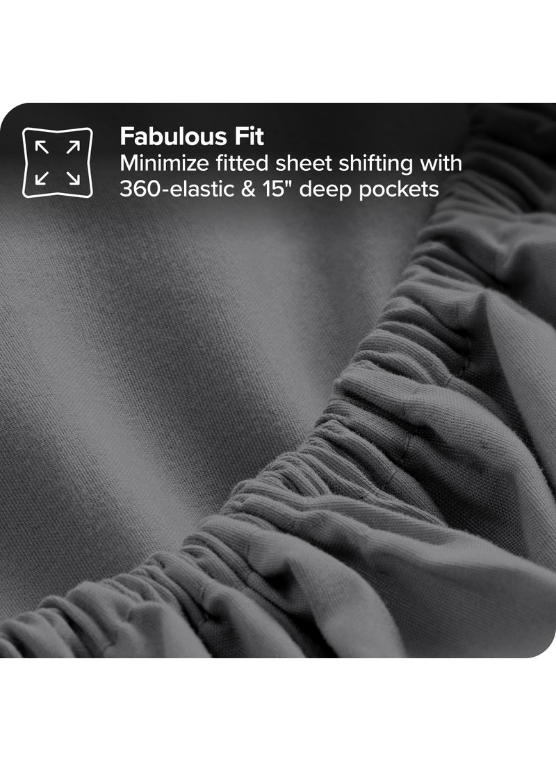 Bare Home Bare Home Bed-in-A-Bag 7 Piece Comforter & Sheet Set - King - Goose Down Alternative - Ultra-Soft 1800 Premium Bedding Set (King  Grey/Grey)  - Image 4