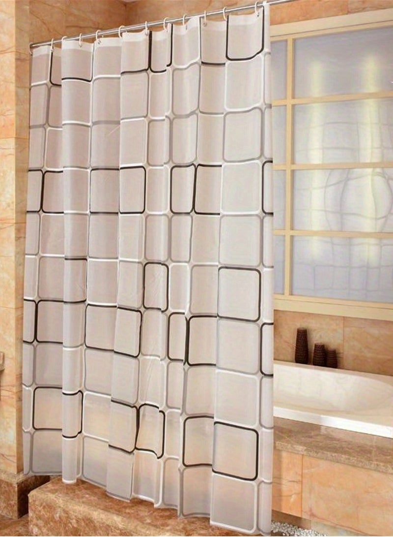 ستارة دش بنقشة هندسية مربعة مربعة الشكل حديثة من ستارة حمام PEVA مقاومة للماء، 180 × 200 سم - Image 1