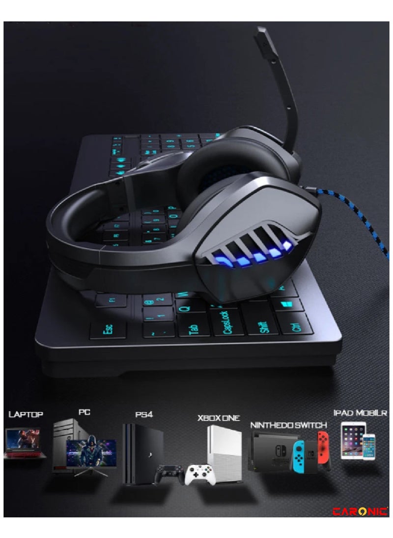 CARONIC Gaming Headset With Microphone Gaming Headphones PC 3.5 mm Jack Stereo Bass Compatible With PS4 PS5 Switch PC Laptop Mac  - Image 4