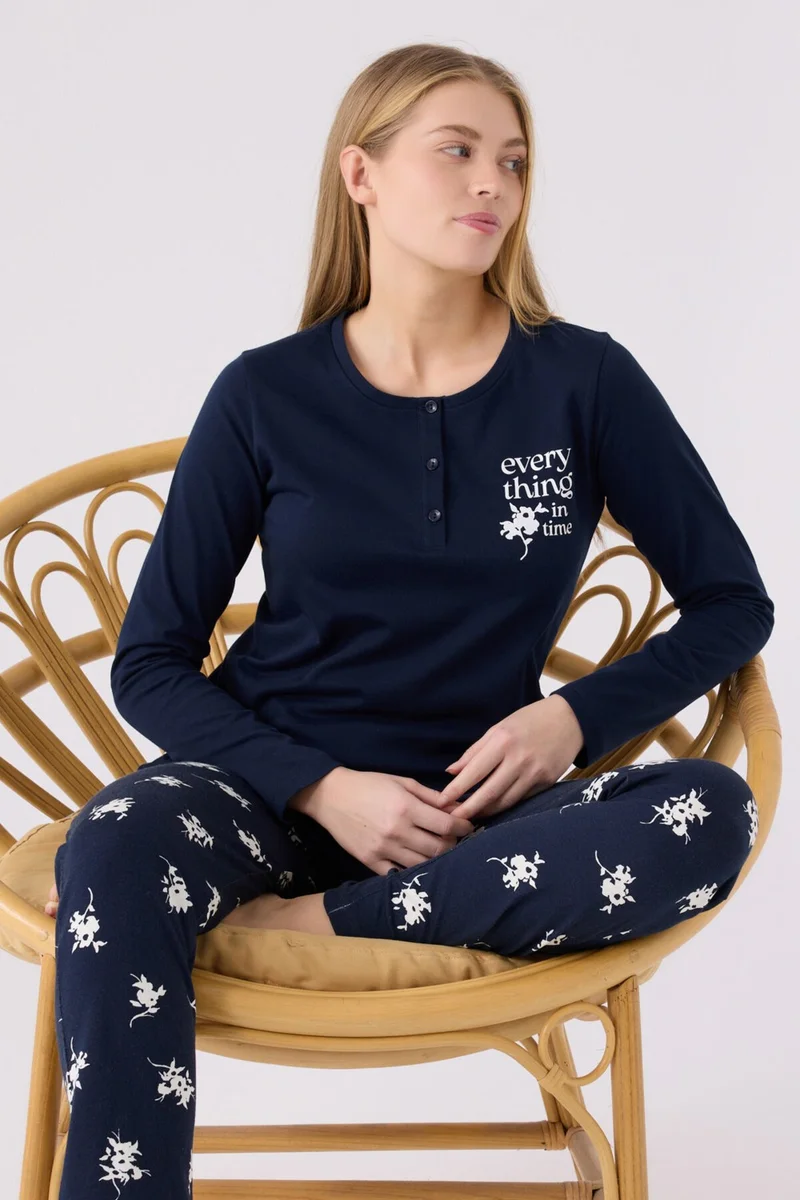 ارنيتا Women's Long Sleeve Pajama Set AR3056 Navy Blue