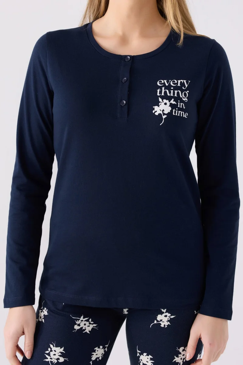 ارنيتا Women's Long Sleeve Pajama Set AR3056 Navy Blue