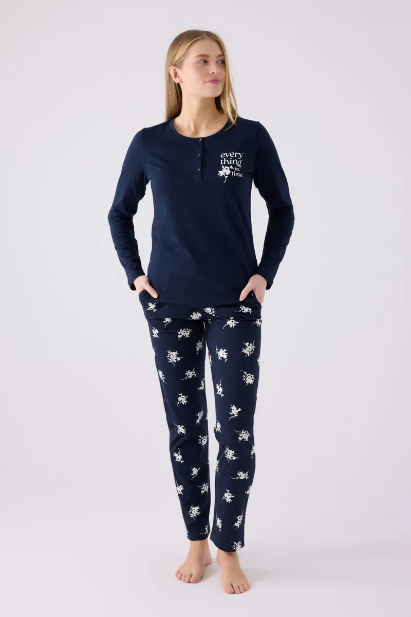 ارنيتا Women's Long Sleeve Pajama Set AR3056 Navy Blue