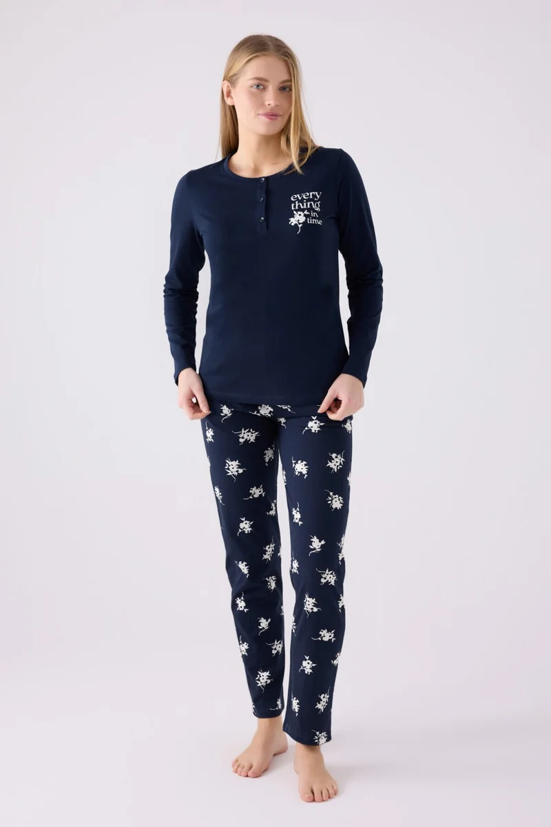 ارنيتا Women's Long Sleeve Pajama Set AR3056 Navy Blue