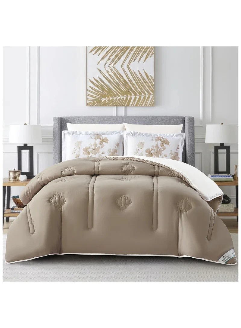 Donetella Bedding Comforter Set, King Size Fits 200x200 cm - 6-Pcs Digital Print Quilted Bed Set, Microfiber Fabric - 1 Comforter, 1 Fitted Sheet, 2 Pillow Shams, 2 Pillowcases