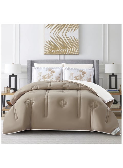 Bedding Comforter Set, King Size Fits 200x200 cm - 6-Pcs Digital Print Quilted Bed Set, Microfiber Fabric - 1 Comforter, 1 Fitted Sheet, 2 Pillow Shams, 2 Pillowcases