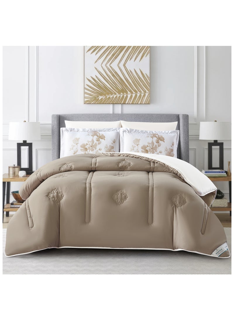 Donetella Bedding Comforter Set, King Size Fits 200x200 cm - 6-Pcs Digital Print Quilted Bed Set, Microfiber Fabric - 1 Comforter, 1 Fitted Sheet, 2 Pillow Shams, 2 Pillowcases  - Image 1