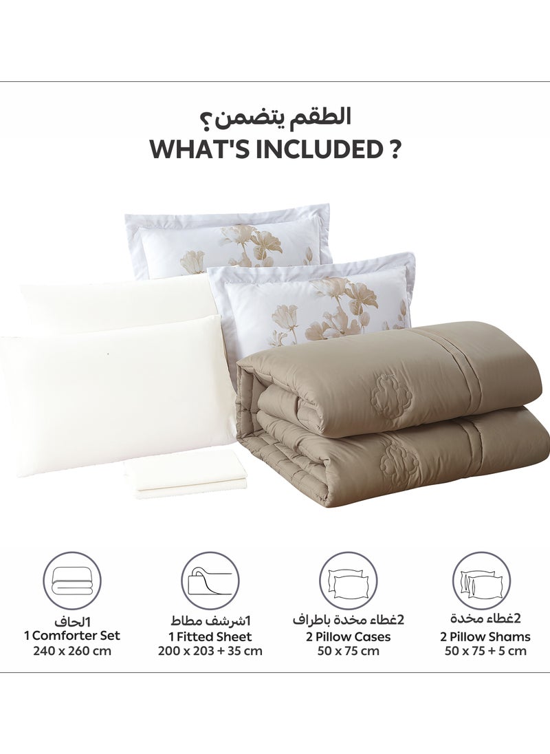 Donetella Bedding Comforter Set, King Size Fits 200x200 cm - 6-Pcs Digital Print Quilted Bed Set, Microfiber Fabric - 1 Comforter, 1 Fitted Sheet, 2 Pillow Shams, 2 Pillowcases  - Image 4